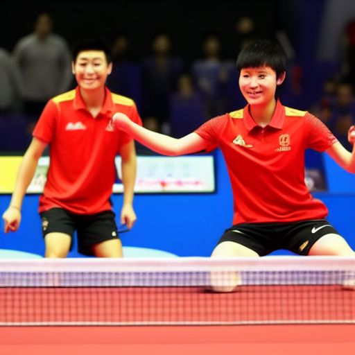 乒乓球双打冠军李欢和王子赢得金牌